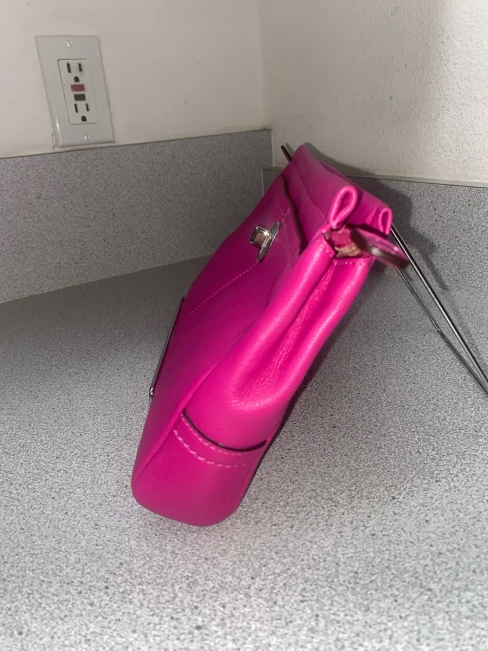 Coach Park Leather Legacy Bright Magenta Turnlock Clutch NWT